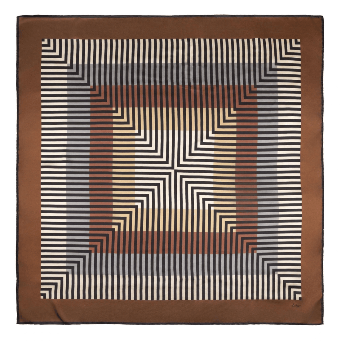 Echo Concentric Stripes Silk Square, brown