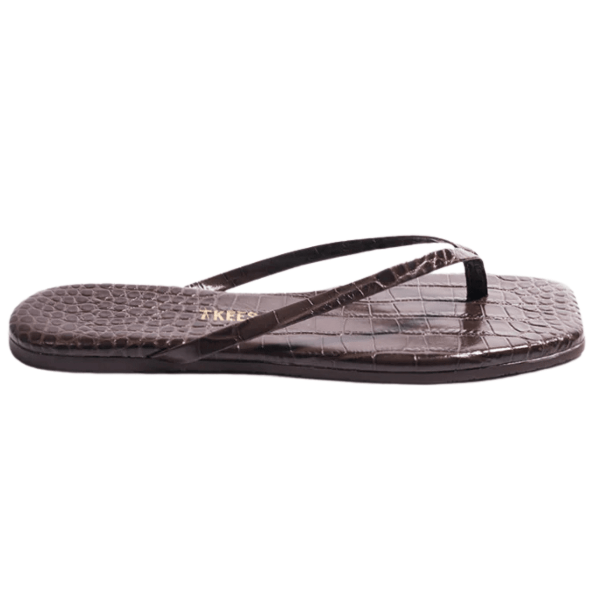 TKEES Square Toe Lily Croc, Carob