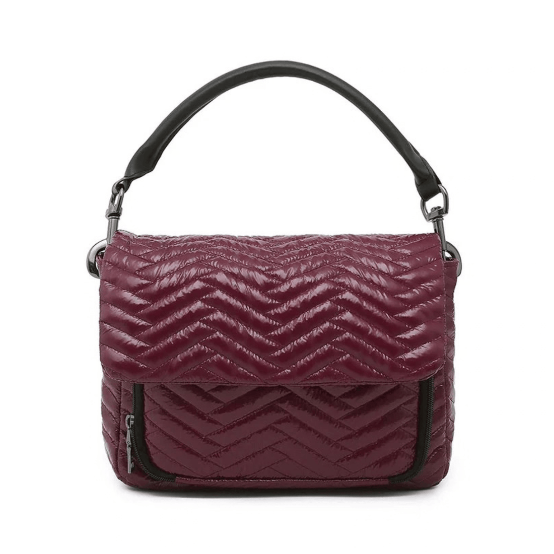 Think Royln Muse Moto Handbag, Glossy Burgundy