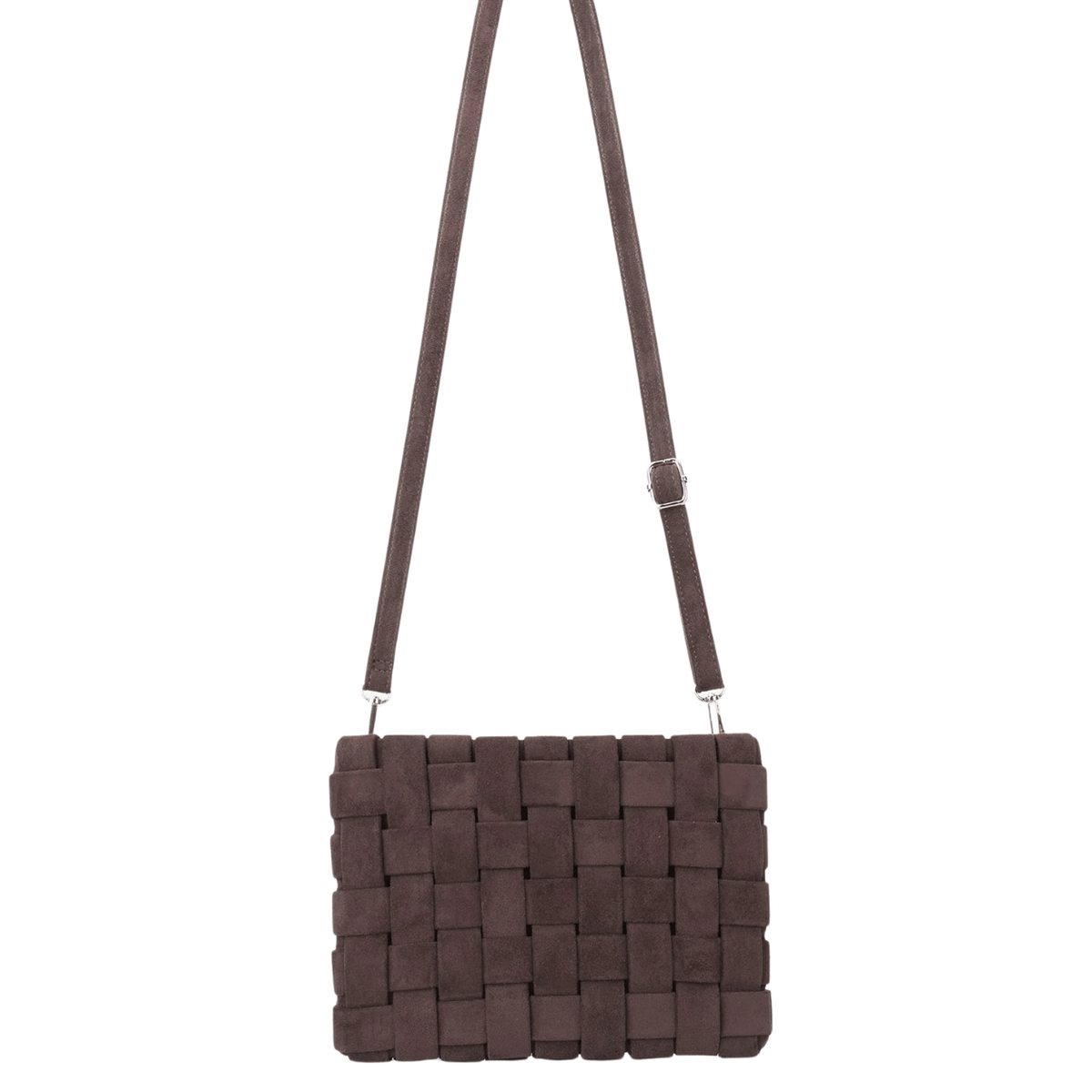 Remi & Reid Lindy Suede Woven Large Clutch, chocolate – view 3