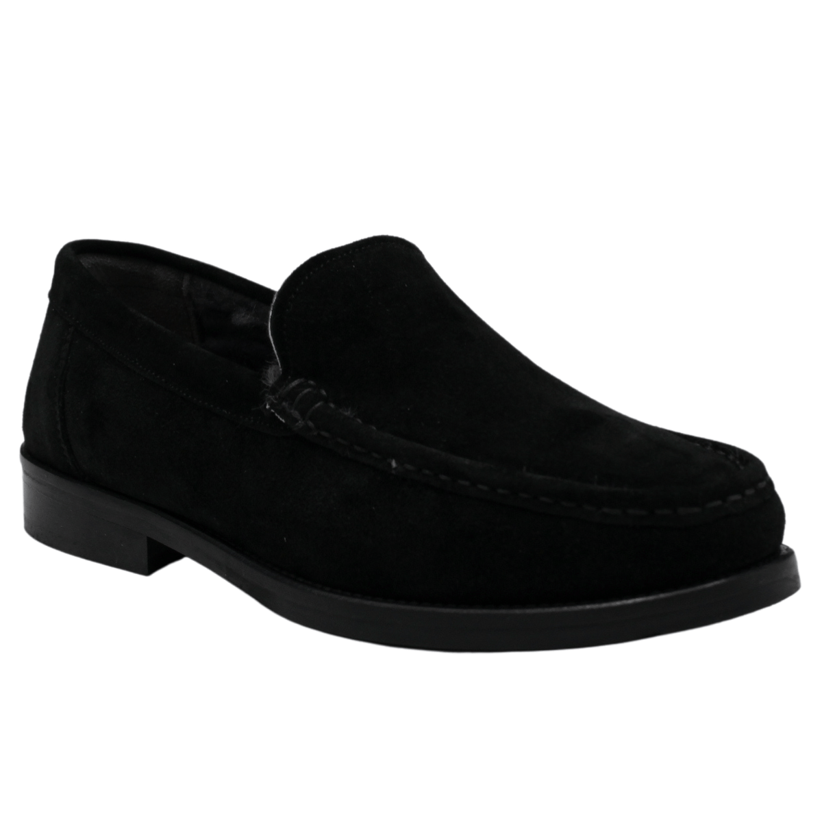 Letizia Ferrari OX03 Shearling Loafer, black suede – view 2