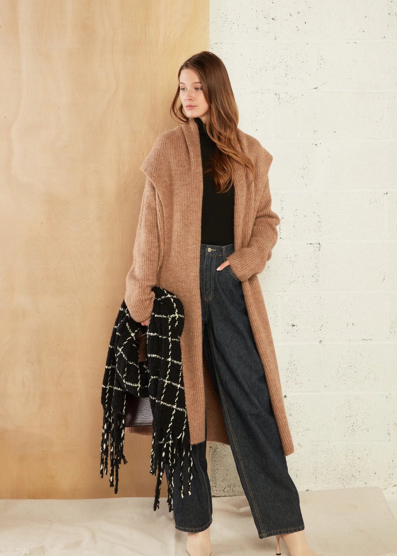 Wide Shawl Collared Cardigan