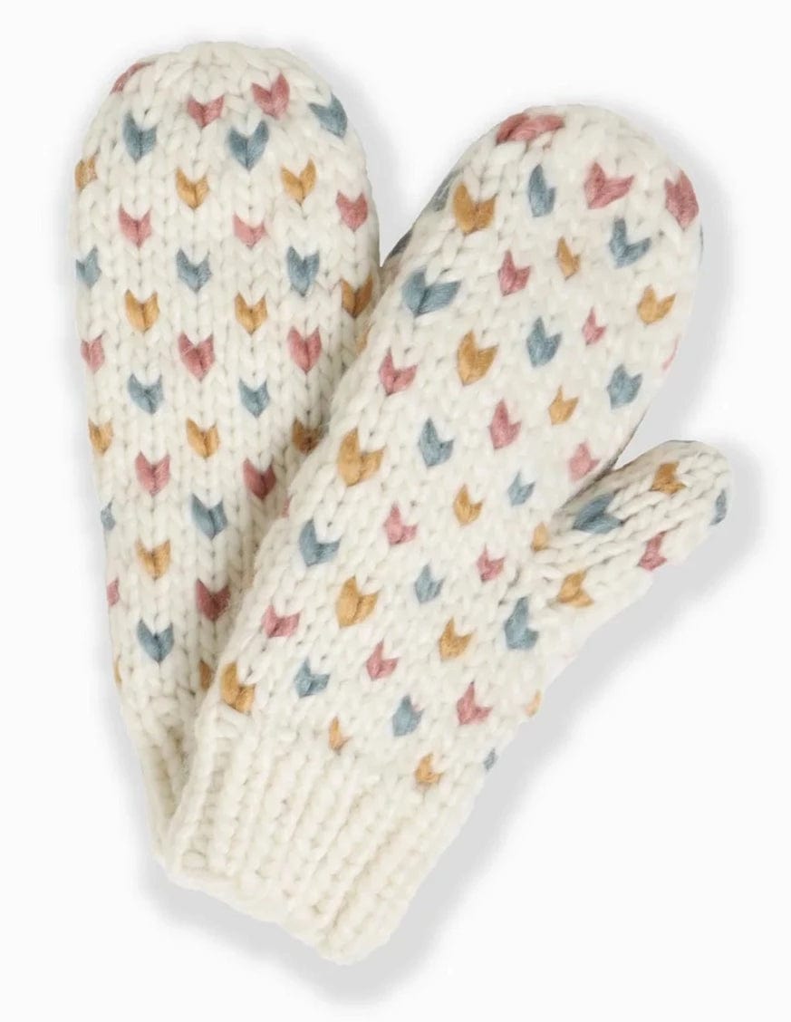Hand-Knitted Multi Mini Heart Gloves