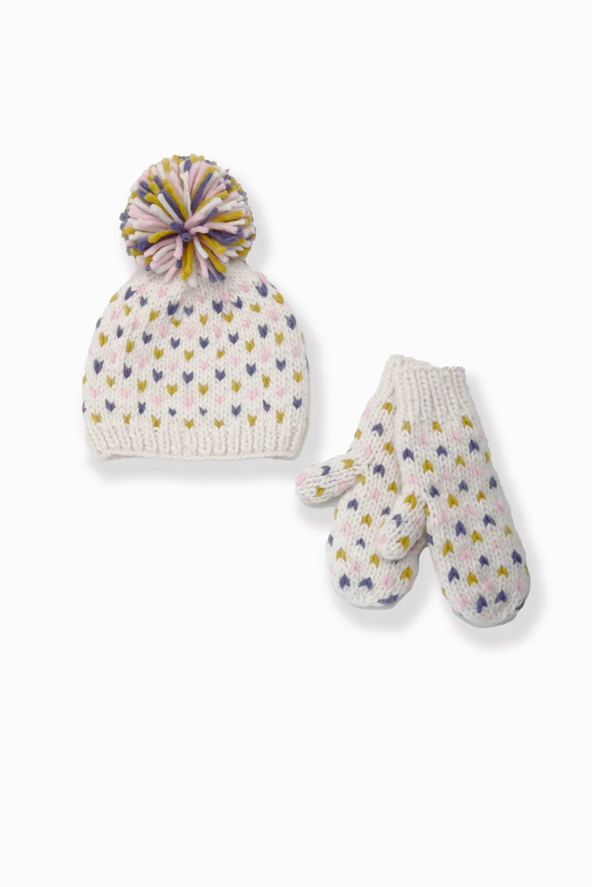 Hand-Knitted Multi Mini Heart Gloves