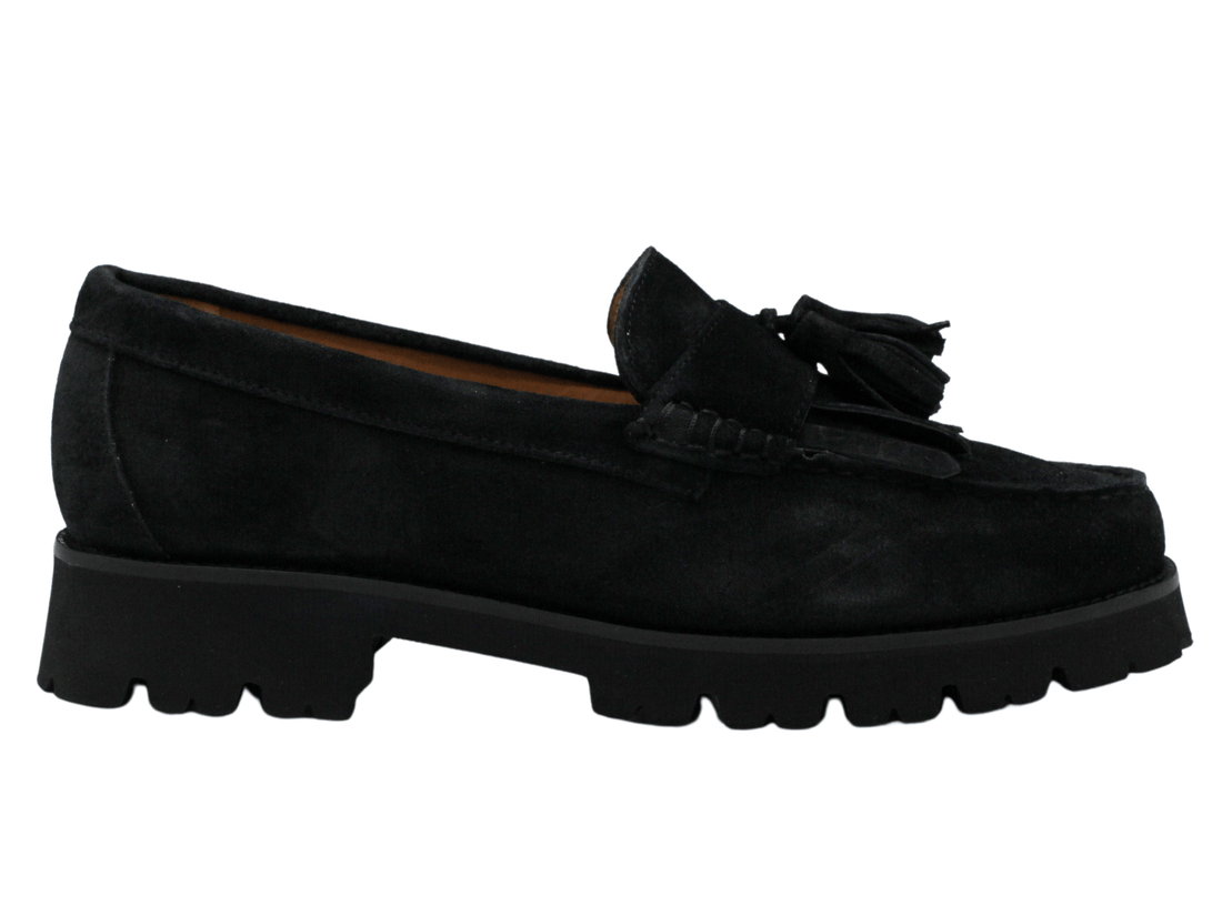 Pascucci 7975 Suede Loafer, Black Suede