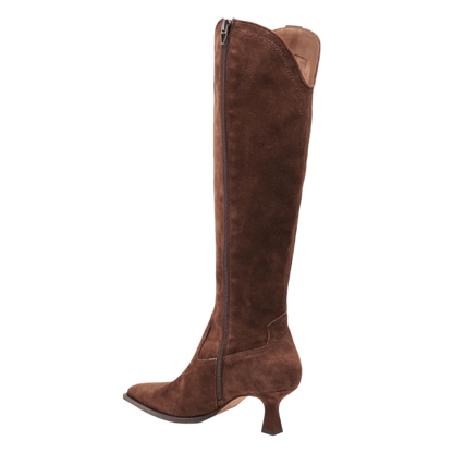 dark brown suede