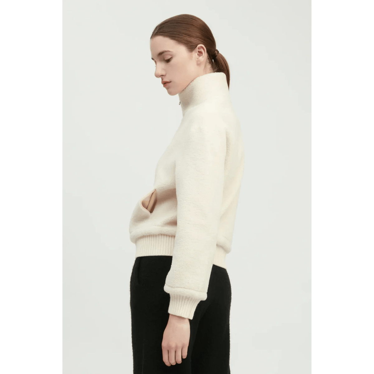 Common Knit Teddy Sherpa Crop Bomber, ivory – view 13