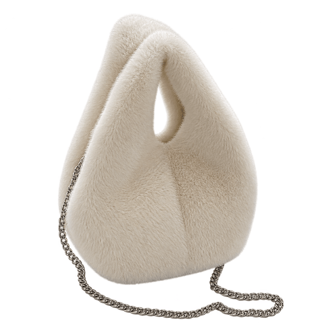 Accity Faux Fur Rabbit Handle Bag, White