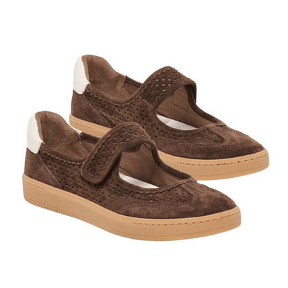 dark brown suede
