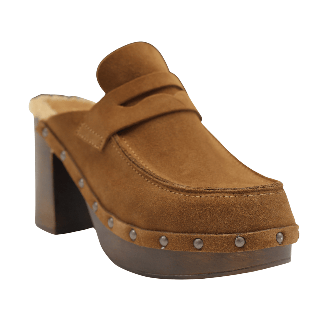 Axel Janie Heeled Clog, Cuoio Suede – alternate view