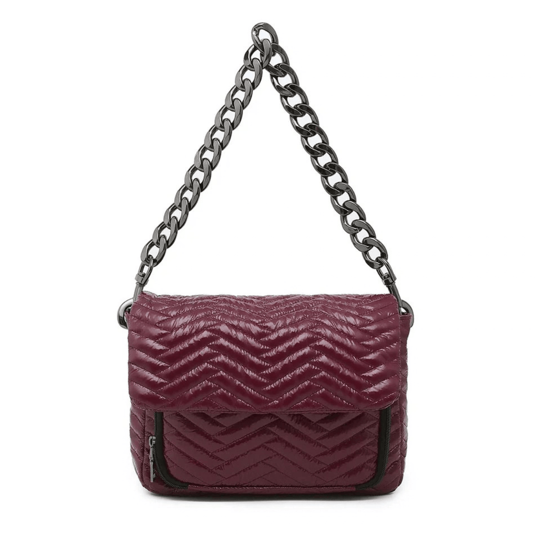 Think Royln Muse Moto Handbag, Glossy Burgundy – alternate view