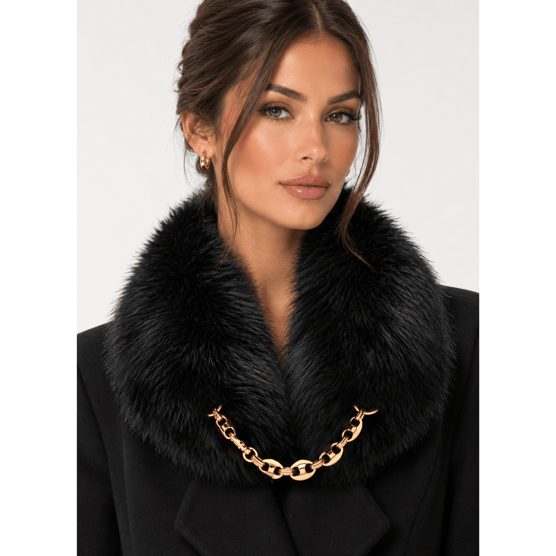 Mitchie's Matchings Fox Collar with Gold Chain, black gold – alternate view