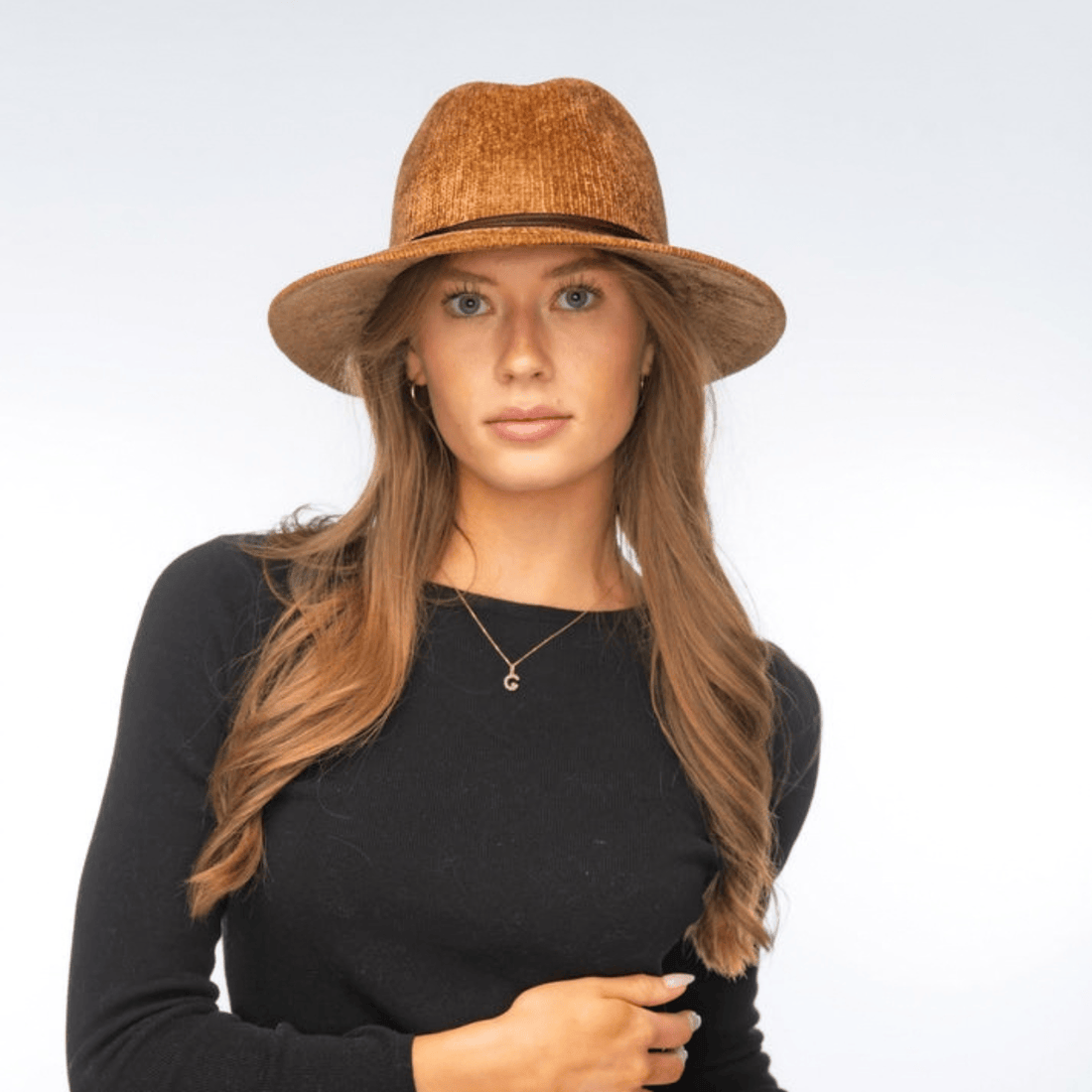 Shihreen Chenille Fedora, Camel – alternate view