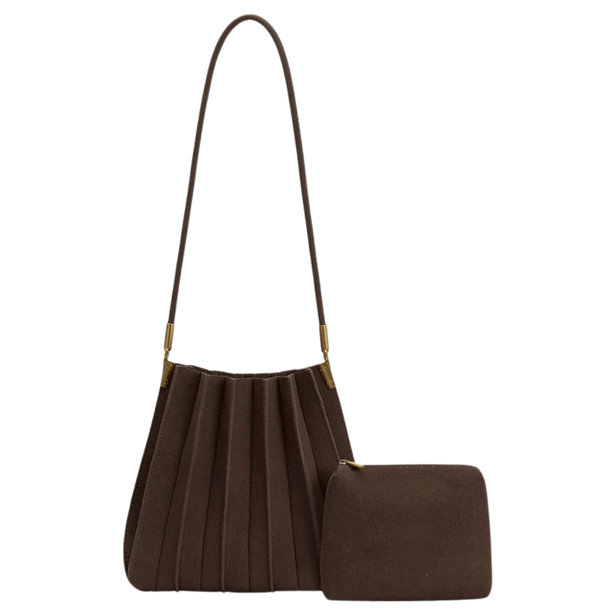 Melie Bianco Carrie Shoulder Bag, chocolate suede – view 4