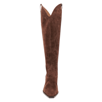 dark brown suede