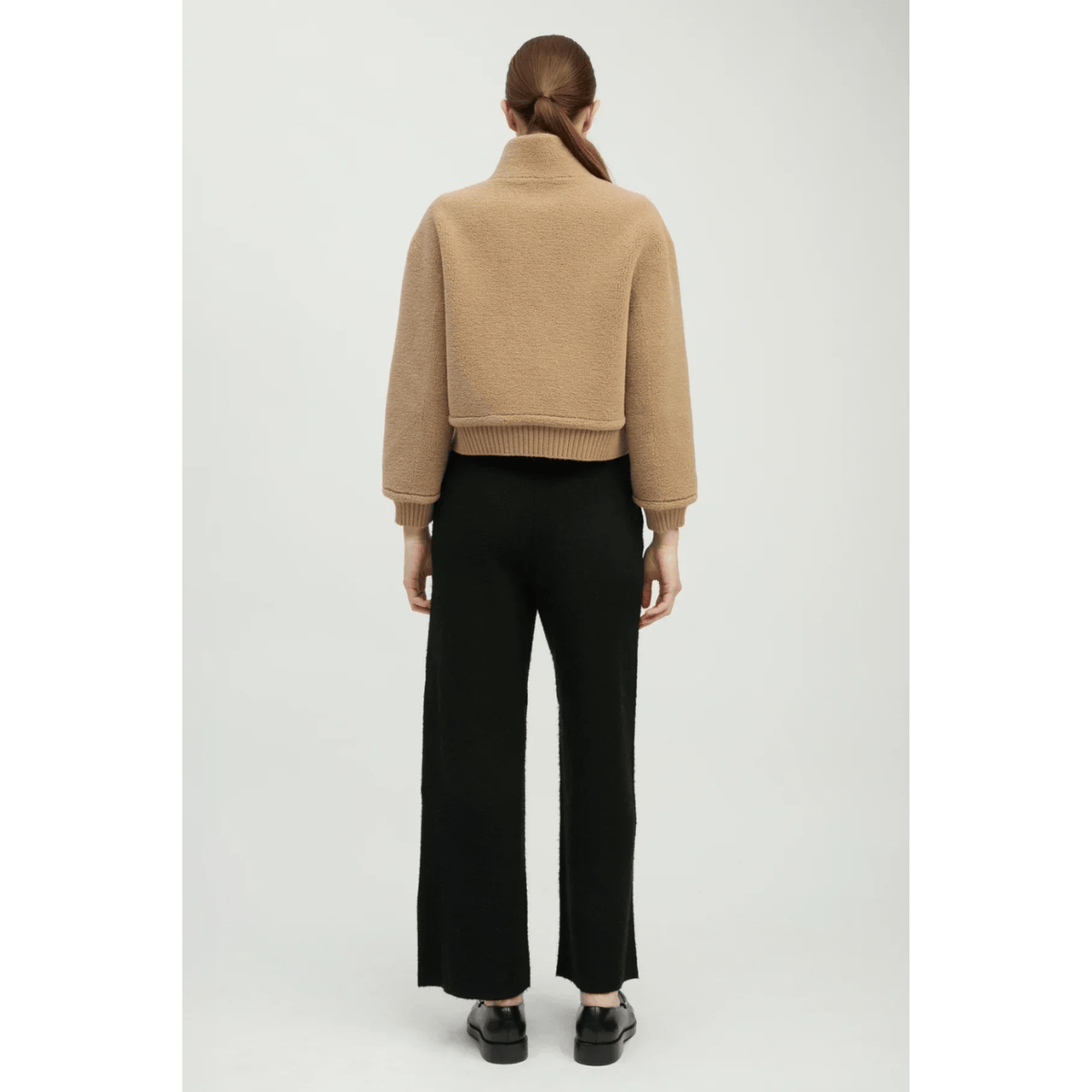 Common Knit Teddy Sherpa Crop Bomber, camel – view 9