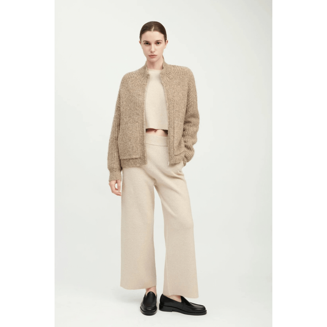 Common Knit Alpaca Bomber Zip Cardigan, jupiter