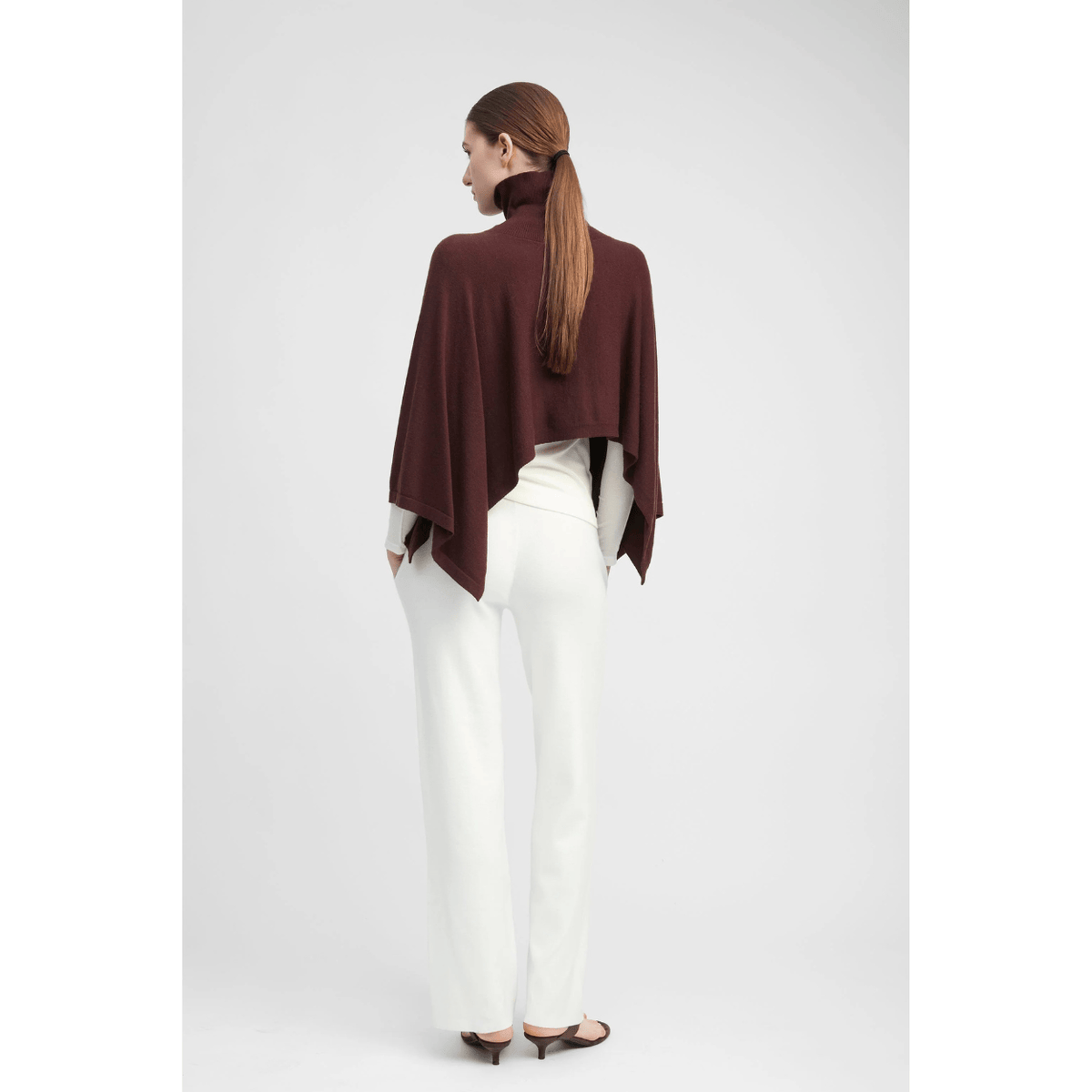 Common Knit High Neck Cape Top, burgundy – view 8