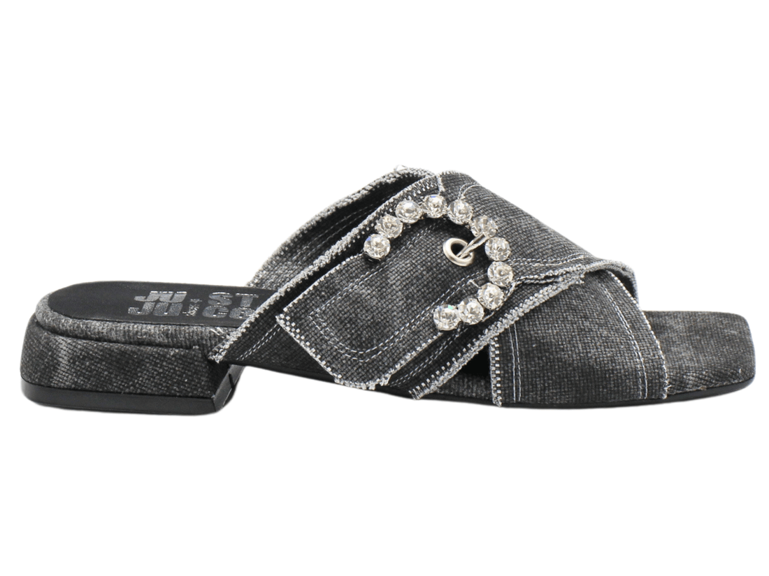 M397 Denim Heeled Slide