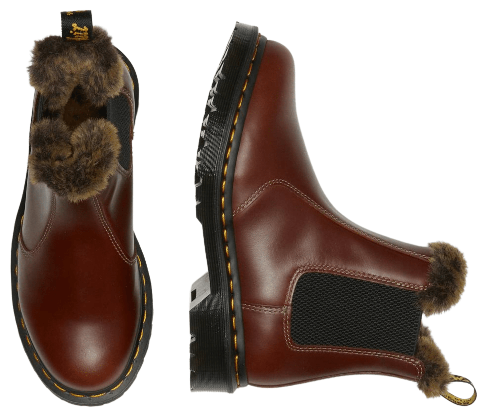 Tan leonore fur sales lined chelsea boots