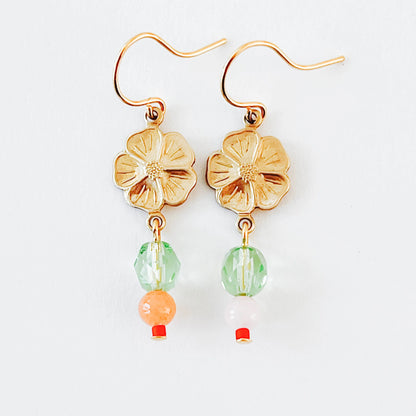 Small Flower And Bead Earrings