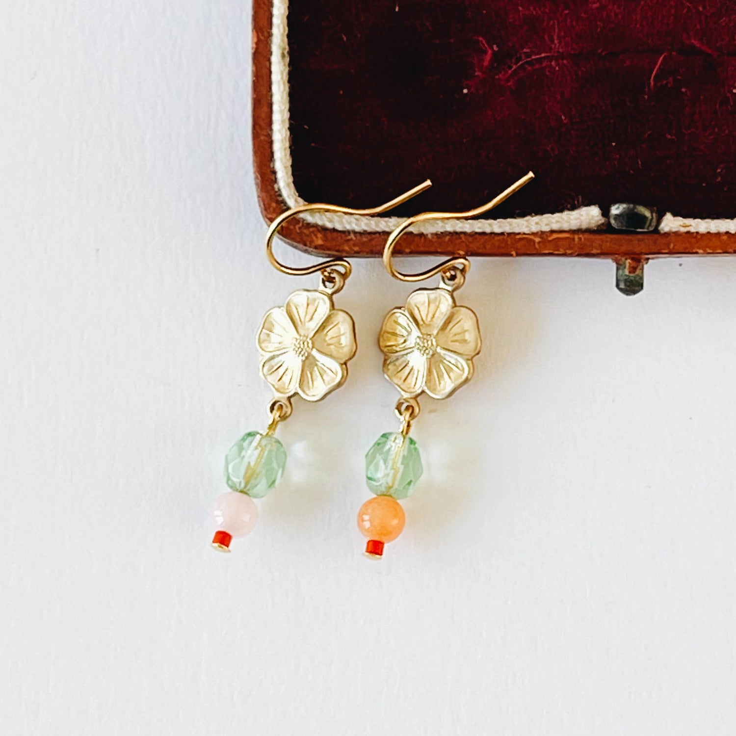 Small Flower And Bead Earrings