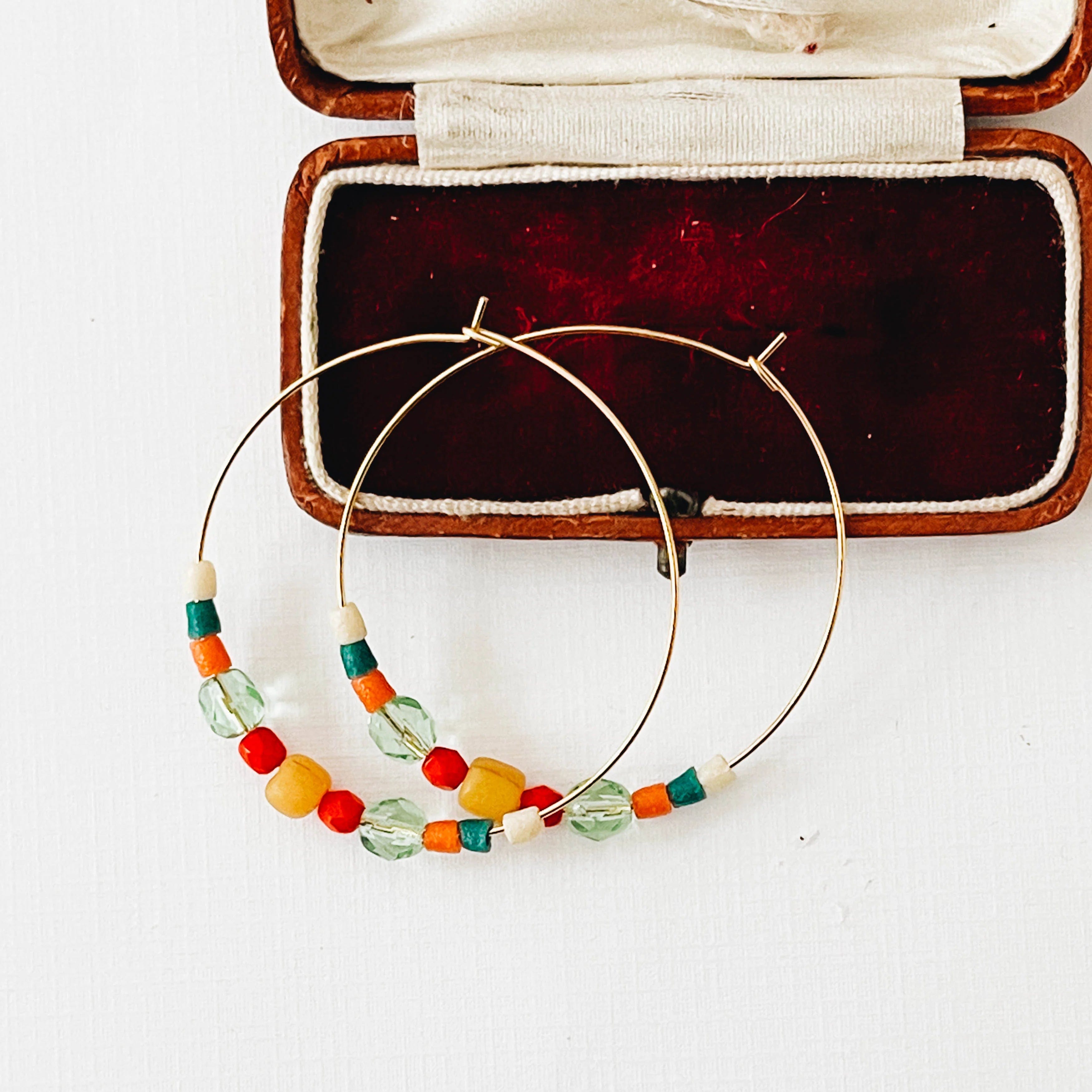 Large Mixed Bead Hoops